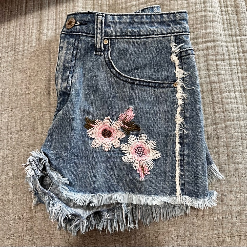 Velzera Denim Shorts with Floral Embroidery